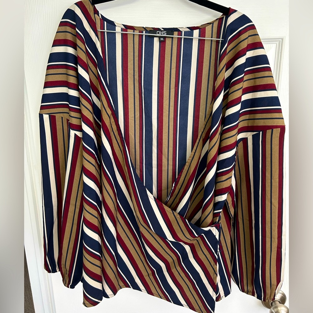 ✨ OHS Striped Wrap Blouse